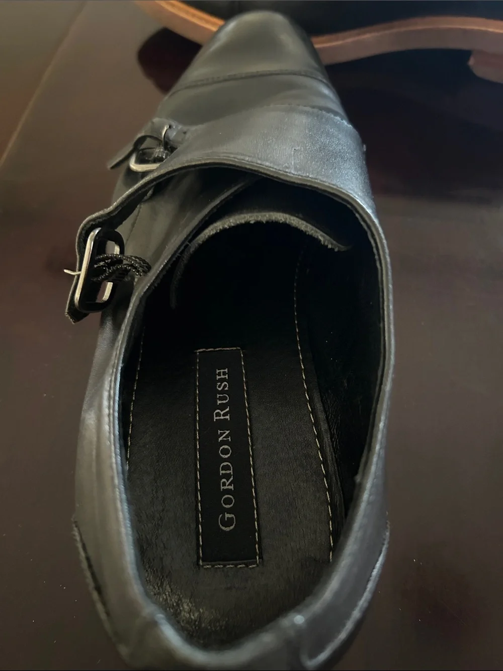 Gordon Rush Black Leather Slip-On Loafer with Contrast Stitching Size 9